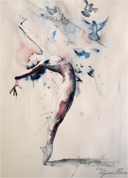 nude and bird watercolor Oil Paintings